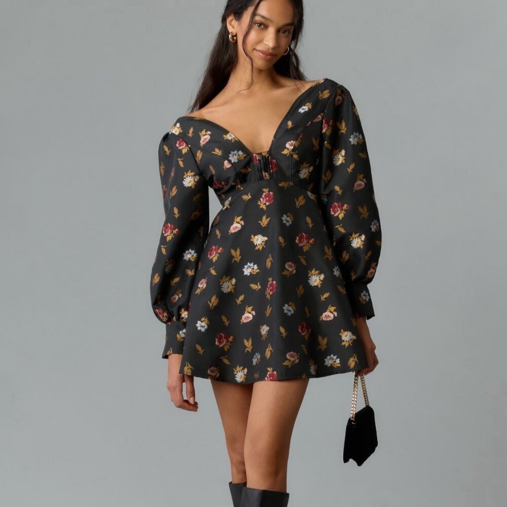 Maeve Sculpted V-Neck A-Line Mini Dress